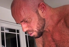 Muscle DILF cocksucked before barebacking ass