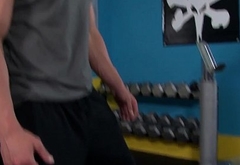 Facefucked straight jock buttfucked in gym