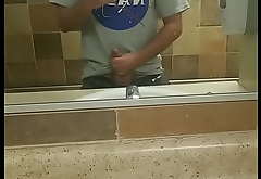 Jerking missing in public bathroom