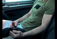 I jerk off in the taxi car while the driver is gone. Extreme masturbation in a public place