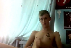 Cute Brit twink stroking his long hard uncut cock for you